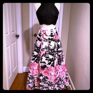 Formal 2 piece dress,black floral , prom , pageant